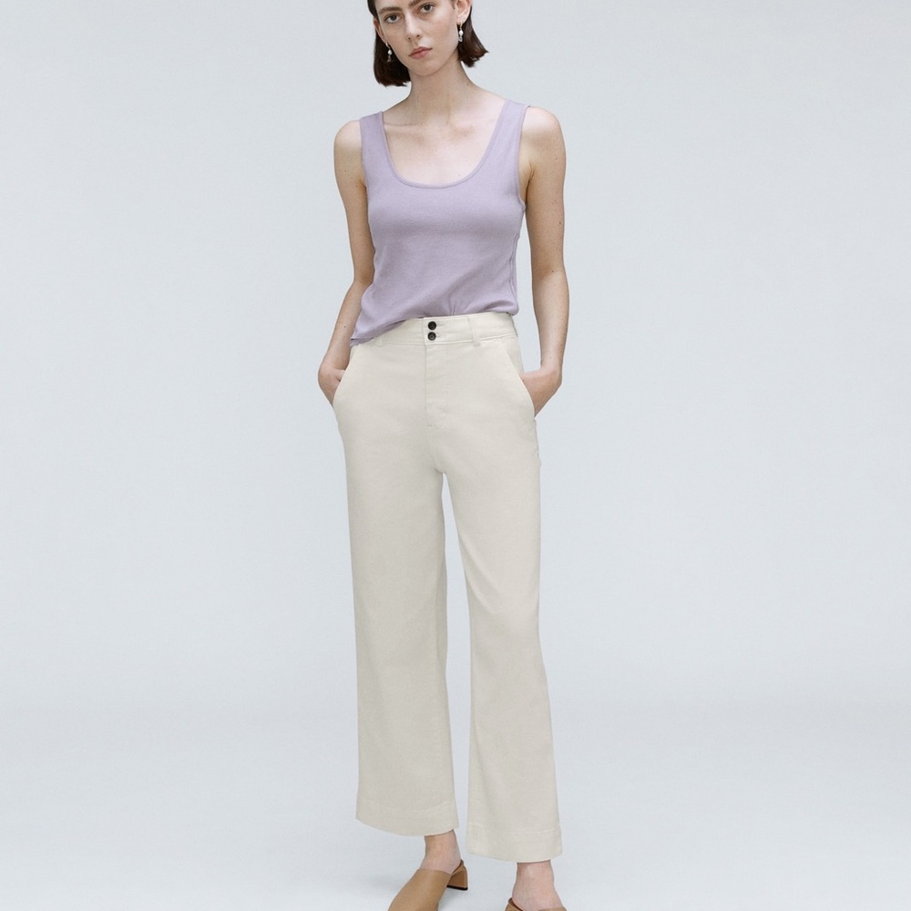 High-Rise Wide-Leg Pants in Cream